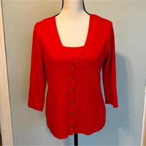 Talbots Cardigan & Cami Blouse Set